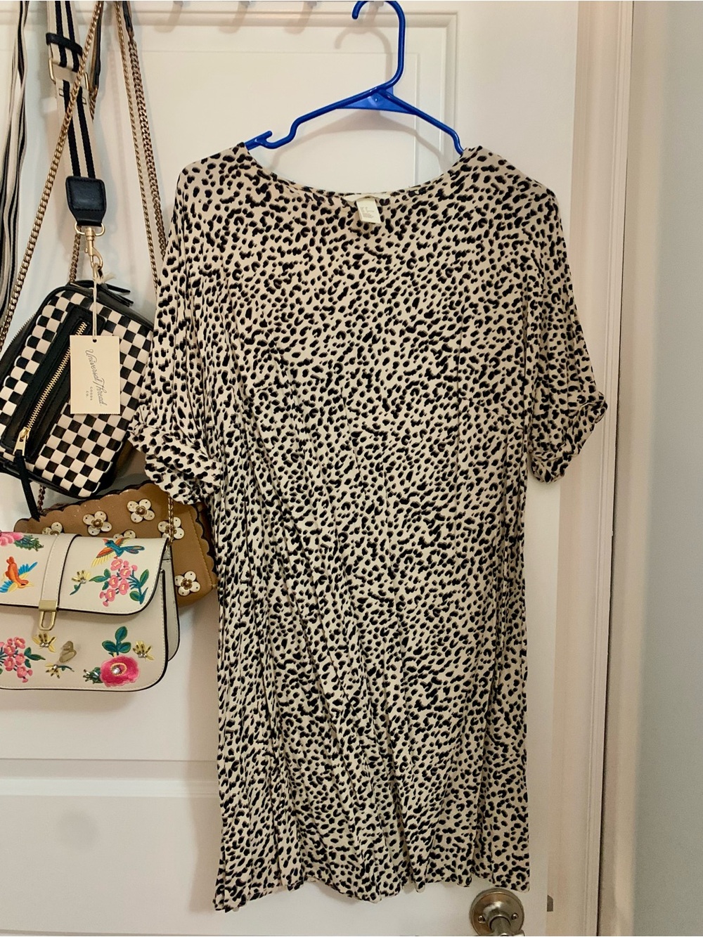 H&M Beige and Black Leopard Print Mini Dress